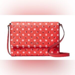 Kate Spade NWT Red and White Polka Dot Organizer Crossbody